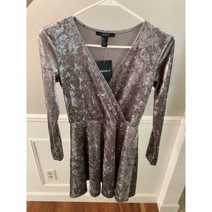 Forever 21 silver long sleeve velvet dress
